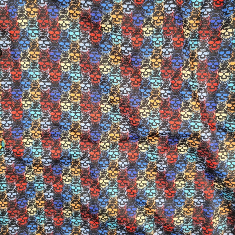Visconti Black Button Down Shirt Mens Size M Multi Color Skull Print Long Sleeve - Picture 7 of 13